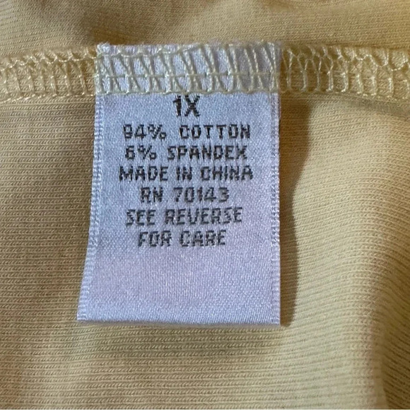 Preswick & Moore 2X Shirt Top Yellow Solid Short Sleeve Scoop Neck Cotton Knit - Picture 6 of 7